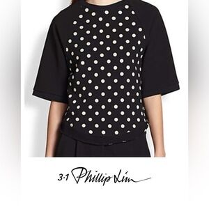 3.1 Phillip Lim Sweater Polka Dot‎ Crop Boxy Short Sleeve Womens S Preppy Retro